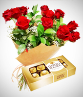 Día del Padre - Combo Pareja Perfecta: Bouquet de 12 Rosas y Chocolates