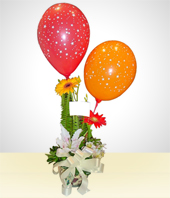 Flores - Arreglo Feliz Cumpleaos: Flores con Globos