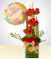 Amor y Romance - Combo Ilusin: Bouquet 24 Rosas + Globo